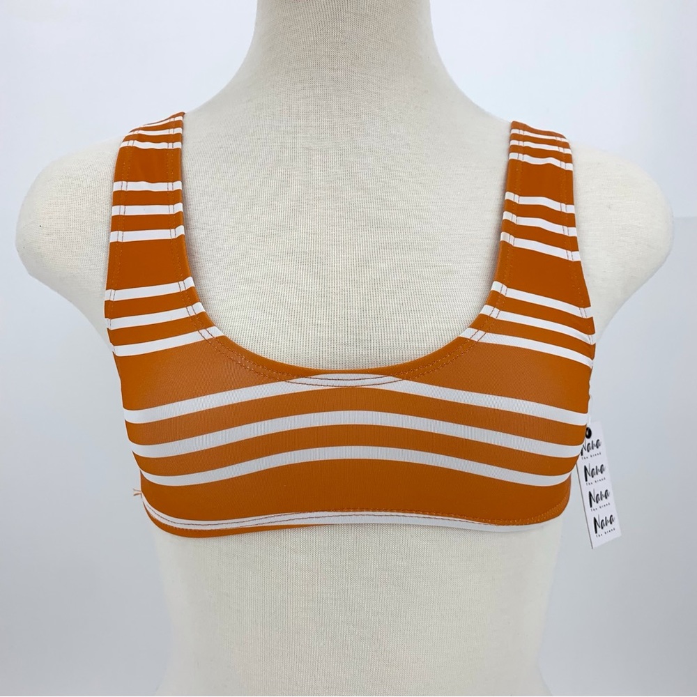 NaNa NWT Orange Striped LES ILES Naomi Bralette Bikini Top, XS